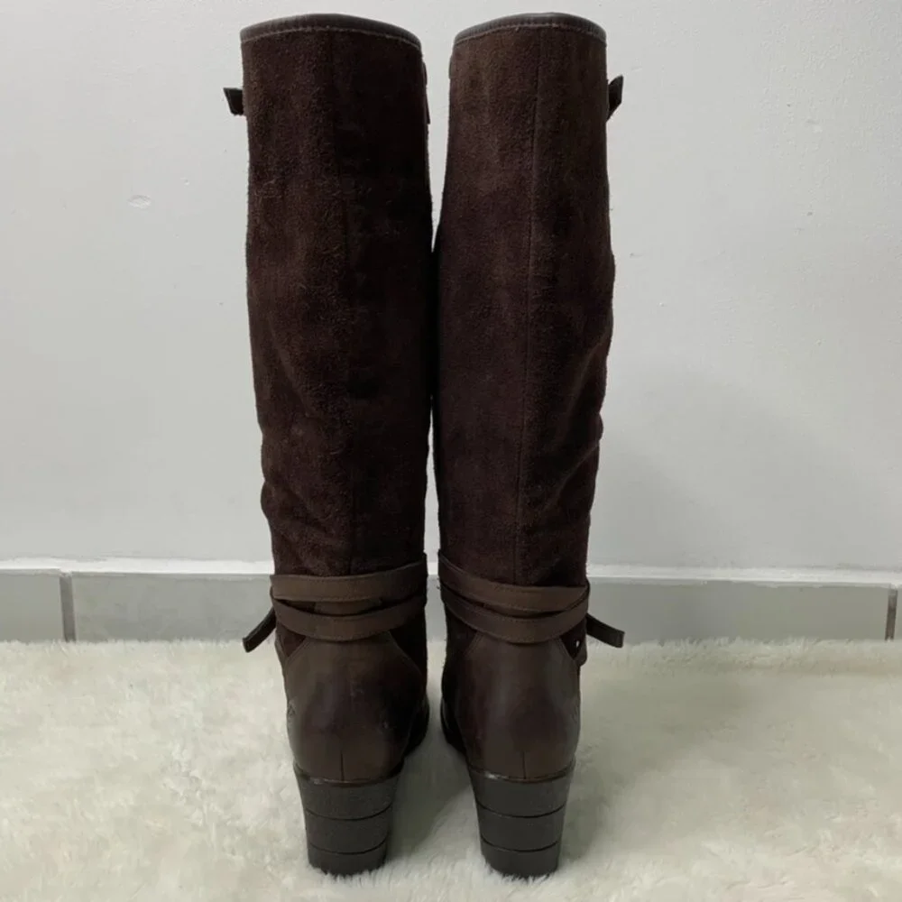 UGG 1005266 Women's Waterproof Lesley Uptown Knee High Wedge Boots Brown Size 6